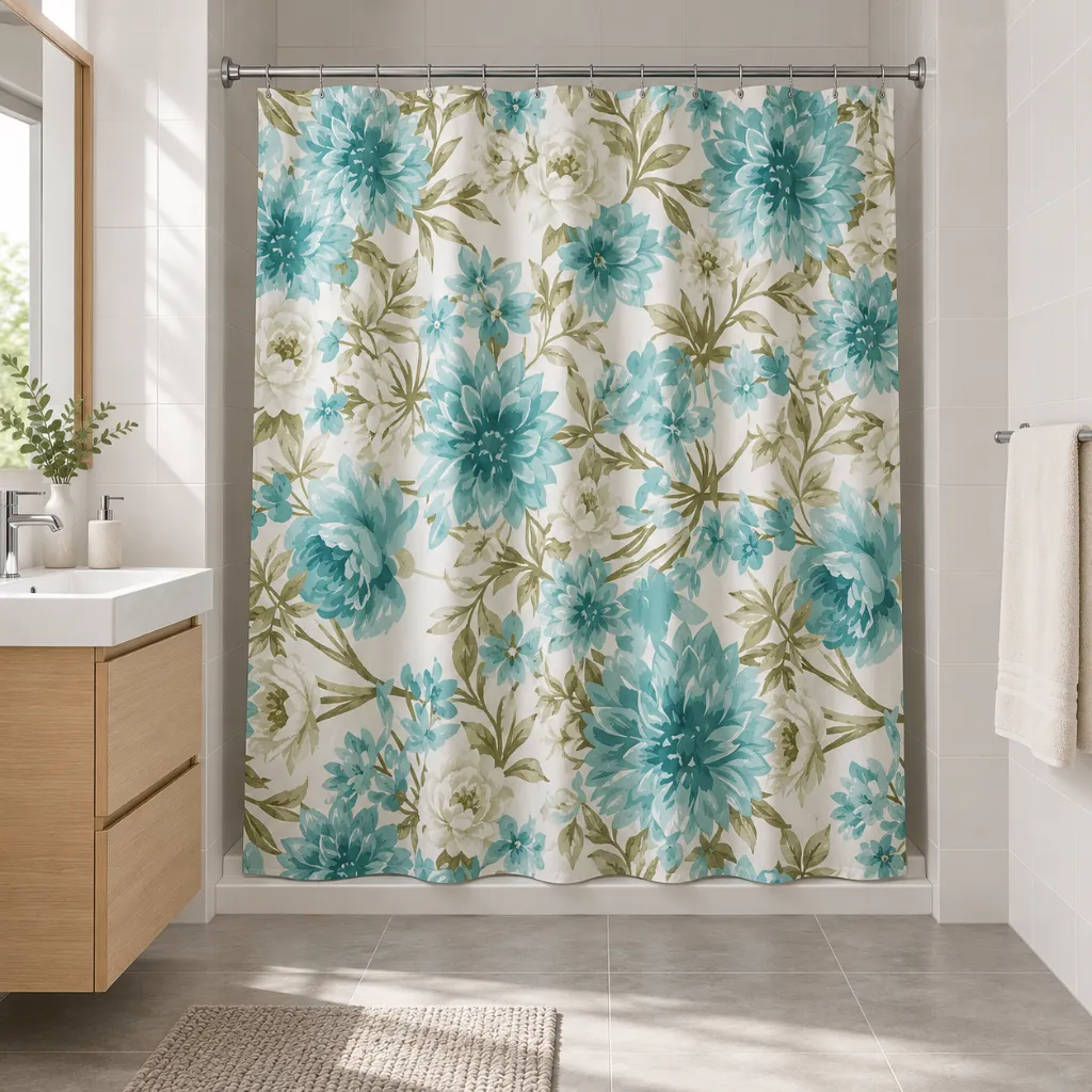 Floral Print Shower Curtain