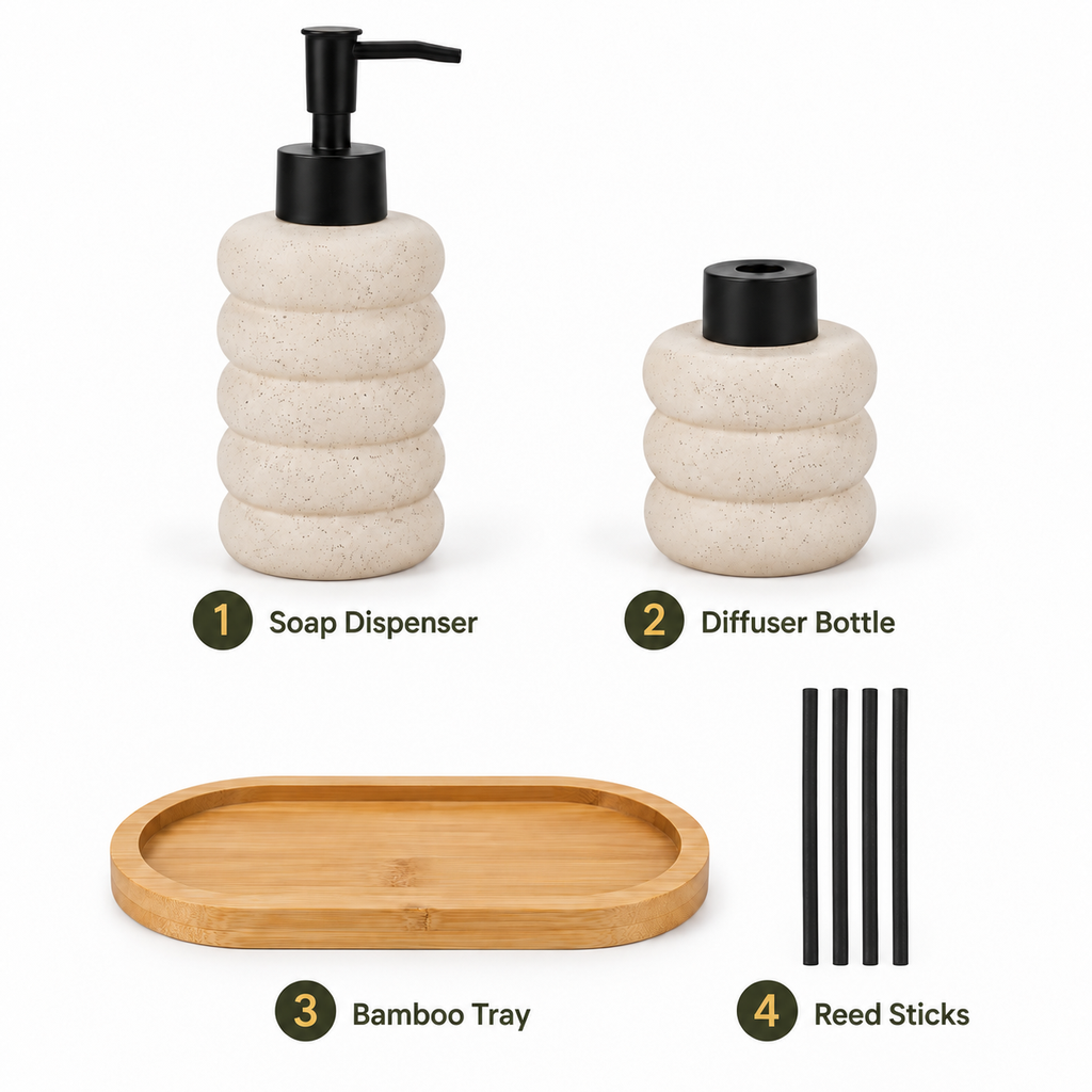 Beige Ceramic Soap & Diffuser Set