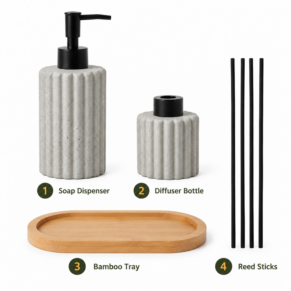Gray Ceramic Soap & Diffuser Set