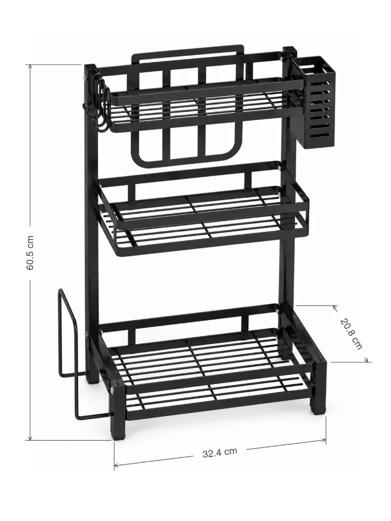 3-Tier Stainless Steel Spice & Kitchen Utensil Organizer Rack